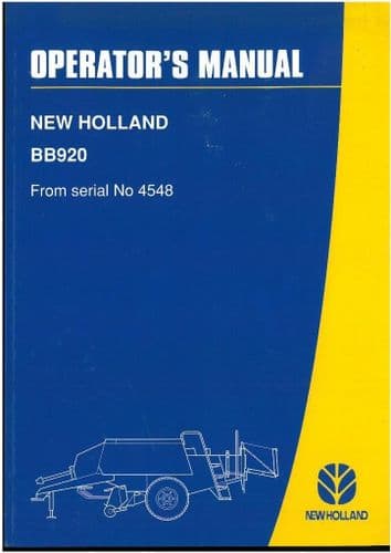 New Holland Baler BB920 Operators Manual