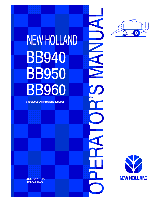 New Holland Baler BB940 BB950 BB960 Operators Manual