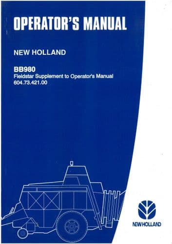 New Holland Baler BB980 Fieldstar Supplement to Operators Manual