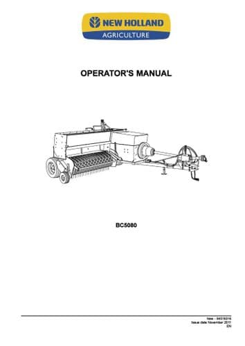 New Holland Baler BC5080 Operators Manual