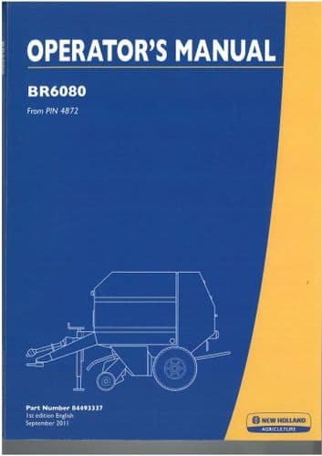 New Holland Baler BR 6080 Operators Manual - BR6080