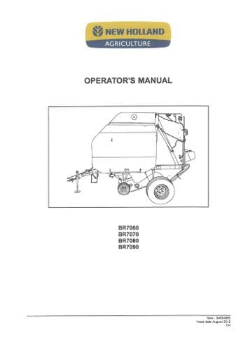 New Holland Baler BR7060 BR7070 BR7080 BR7090 Operators Manual
