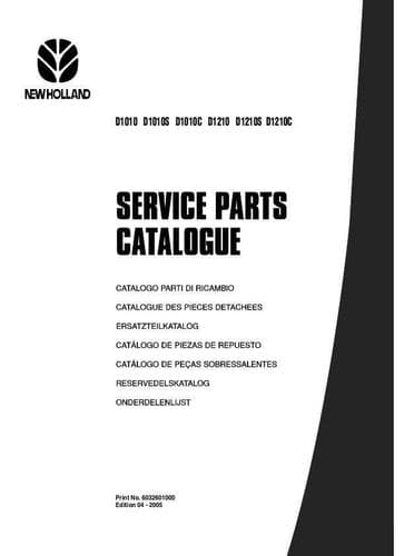 New Holland Baler D1010 D1010S D1010C D1210 D1210S D1210C Parts Manual