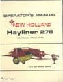 New Holland Baler Hayliner 278 Operators Manual - ORIGINAL