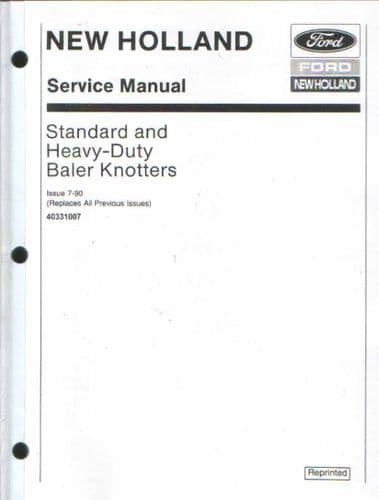 New Holland Baler Knotter Service Manual