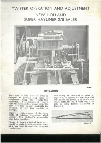 New Holland Baler NH276 Super Hayliner Wire Tie Operators Manual