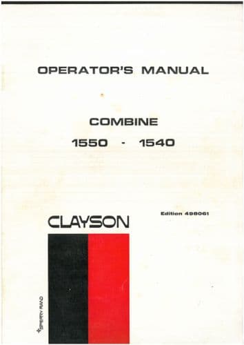 New Holland Combine 1530 1545 Operators Manual - ORIGINAL MANUAL.