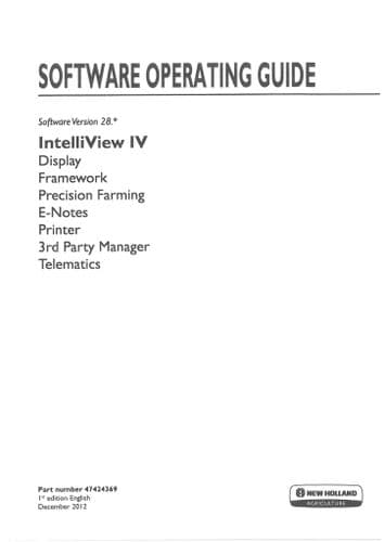 New Holland Combine IntelliView IV Display Software Operators Manual