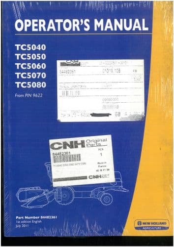 New Holland Combine TC5040, TC5050, TC5060, TC5070 and TC5080 Operators Manual ORIGINAL