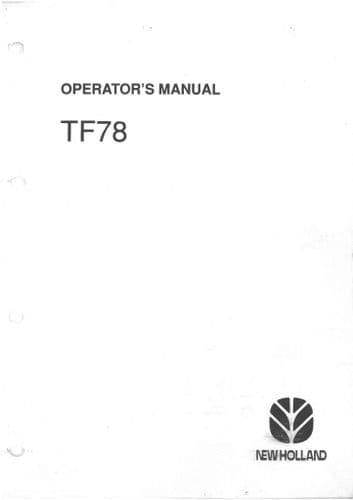New Holland Combine TF78 Operators Manual