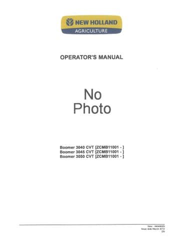 New Holland Compact Tractor Boomer 3040CVT 3045CVT 3050CVT Operators Maunual