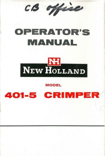 New Holland Crimper 401-5 Operators Manual