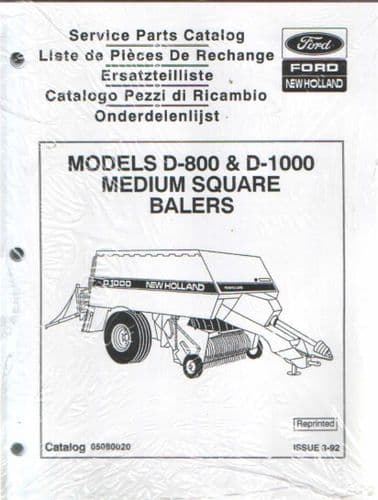 New Holland D800 & D1000 Big Baler Parts Manual