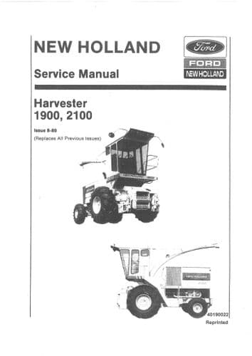 New Holland Forage Harvester 1900 2100 Workshop Service Manual - Forage