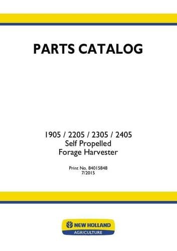 New Holland Forage Harvester 1905 2205 2305 2405 Parts Manual