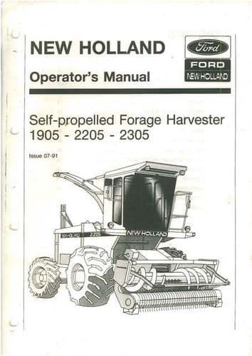 New Holland Forage Harvester 1905 2205 2305 Operators Manual