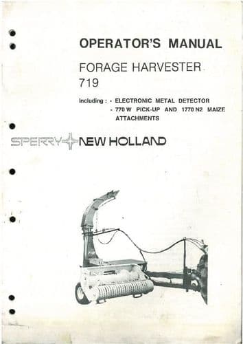 New Holland Forage Harvester 719 Operators Manual