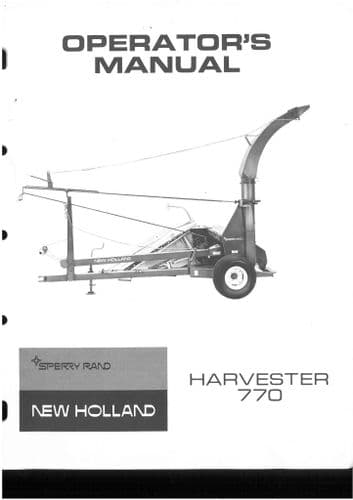 New Holland Forage Harvester 770 Operators Manual - Forager