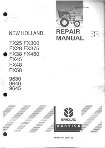 New Holland Forage Harvester FX300 FX375 FX450 9630 9640 9645 Workshop Service Repair Manual