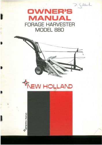 New Holland Forage Harvester Model 880 Operators Manual