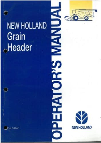 New Holland Grain Header Operators Manual - Dated 2001