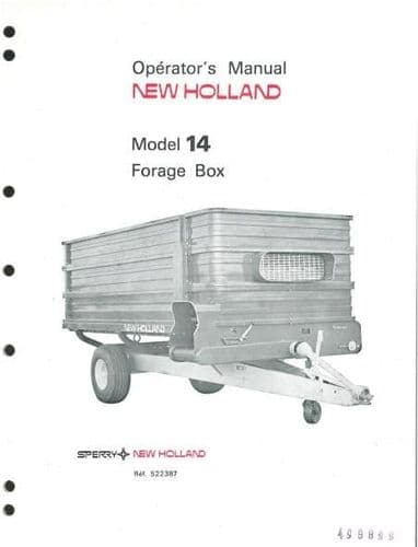 New Holland Model 14 Forage Box Operators Manual