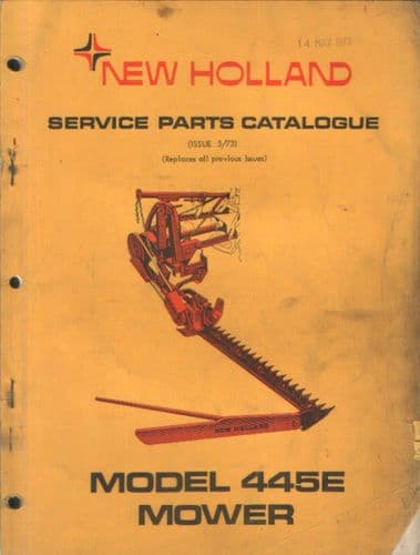 New Holland Mower 445E Parts Manual - 1973