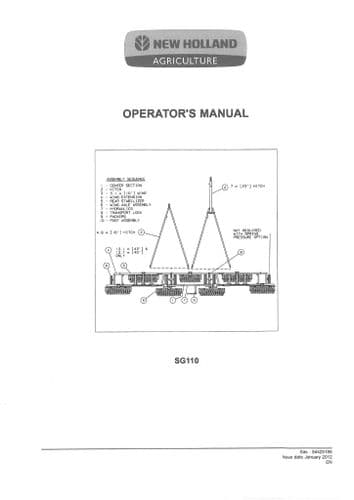 New Holland Packer Draw Bar SG110 Operators Manual