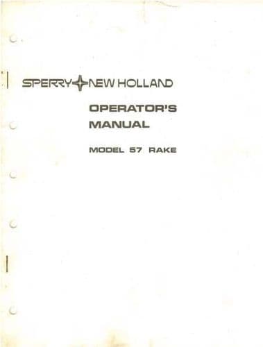 New Holland Rake Model 57 Operators Manual