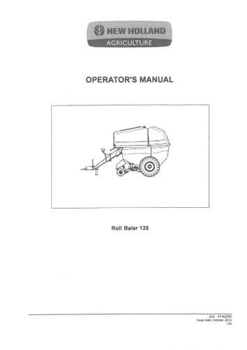 New Holland Roll Baler NH125 Operators Manual