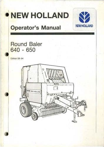 New Holland Round Baler 640 & 650 Operators Manual - Same as Fiatagri 5850 Master-Pilot Net and