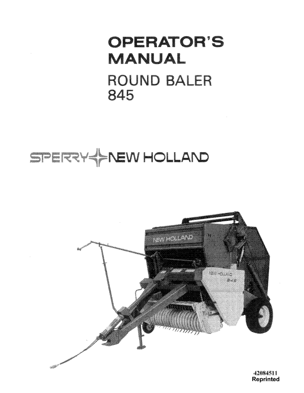New Holland Round Baler 845 Operators Manual