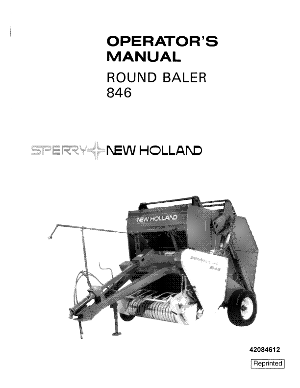 New Holland Round Baler 846 Operators Manual