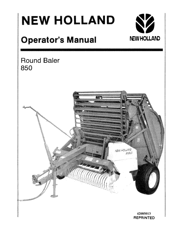 New Holland Round Baler 850 Operators Manual