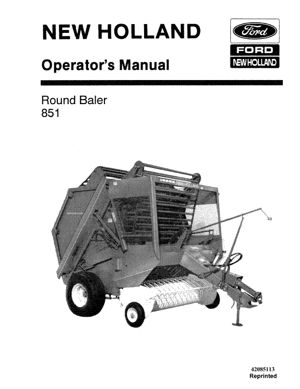 New Holland Round Baler 851 Operators Manual
