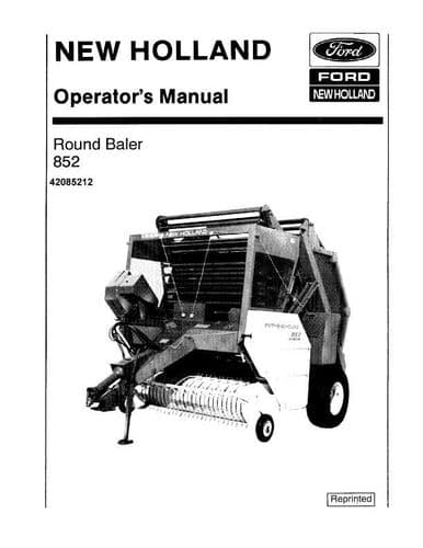 New Holland Round Baler 852 Operators Manual