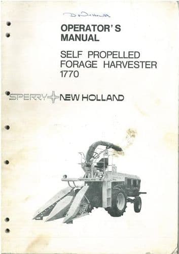 New Holland Self Propelled Forage Harvester 1770 Operators Manual