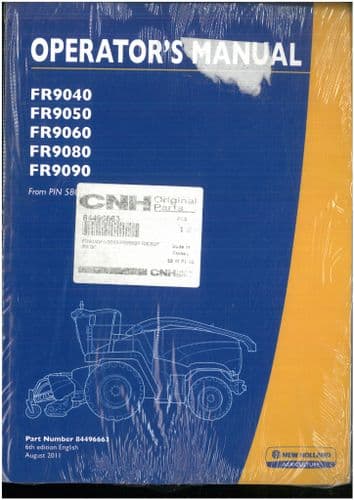 New Holland Self Propelled Forage Harvester FR9040 FR9050 FR9060 FR9080 FR9090 Operators Manual