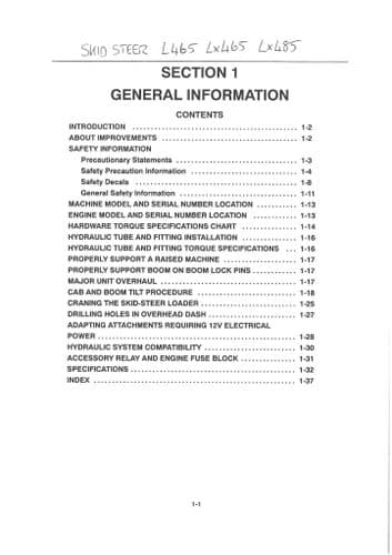 New Holland Skid Steer Loader L465 Lx465 Lx485  Workshop Service Repair Manual
