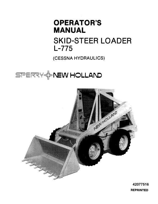 New Holland Skid Steer Loader L775 Operators Manual