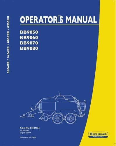 New Holland Square Baler BB9050 BB9060 BB9070 BB9080 Operators Manual
