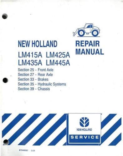 New Holland Telehandler Forklift LM415A LM425A LM425A LM445A Repair Workshop Service Manual - Axles,