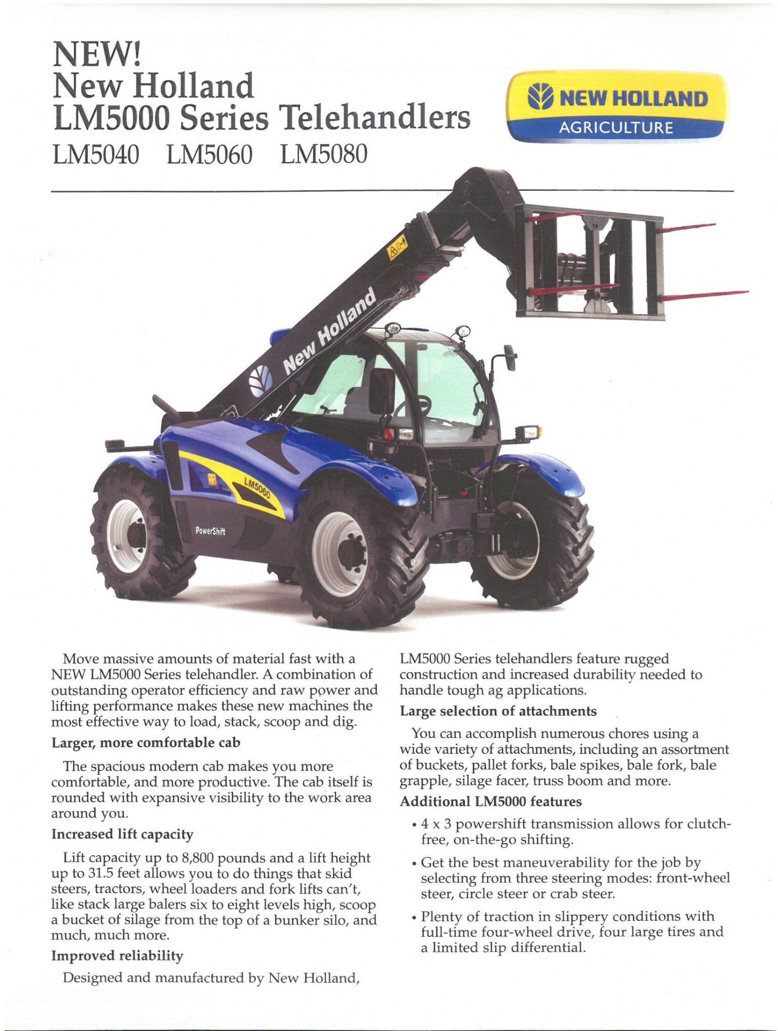 New Holland Telehandler LM5000 Series LM5040 LM5060 LM5080 Brochure