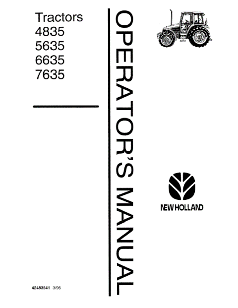 New Holland Tractor 4835, 5635, 6635 & 7635 Operators Manual