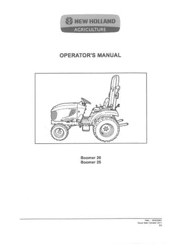 New Holland Tractor Boomer 20 & 25 Operators Manual