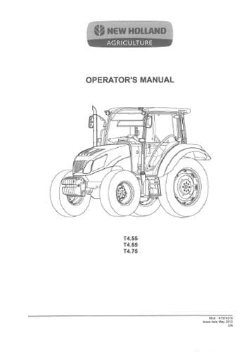New Holland Tractor T4.55 T4.65 T4.75 Operators Manual MAY 2012