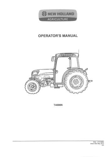 New Holland Tractor T4000N Operators Manual