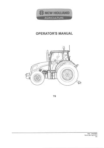 New Holland Tractor T5 Operators Manual