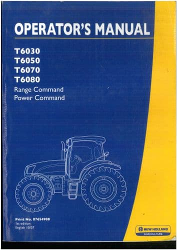 New Holland Tractor T6030 T6050 T6070 T6080 Operators Manual - ORIGINAL