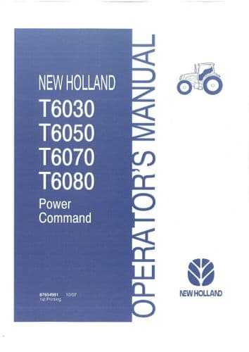 New Holland Tractor T6030 T6050 T6070 T6080 Operators Manual - Power Command